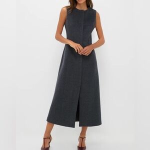 TUCKERNUCK Gray Wool Rhoda Button Front Sleeveless Midi Dress Womens 2 Small NWT